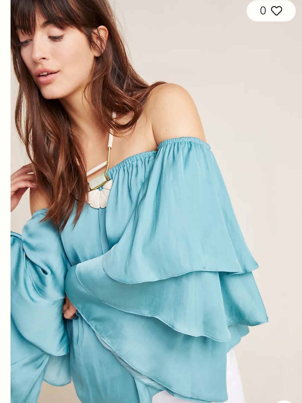 dolan Julia Tiered Off-Shoulder blouse in Aqua S
